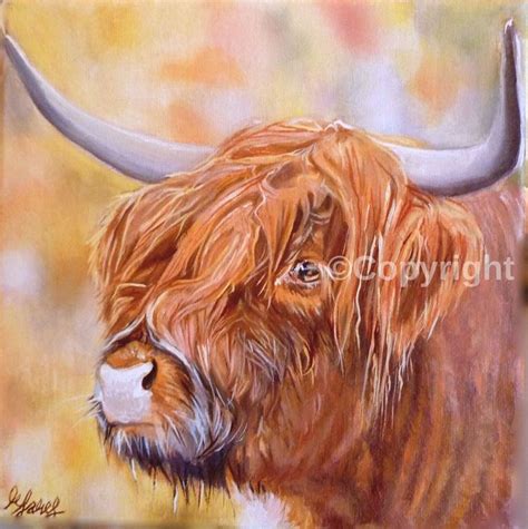 Highland Cow Painting Original On Canvas Scottish Wildlife Etsy Uk