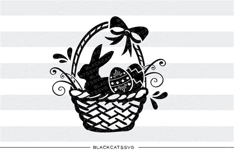 Easter Basket with bunny and eggs - SVg By BlackCatsSVG | TheHungryJPEG.com