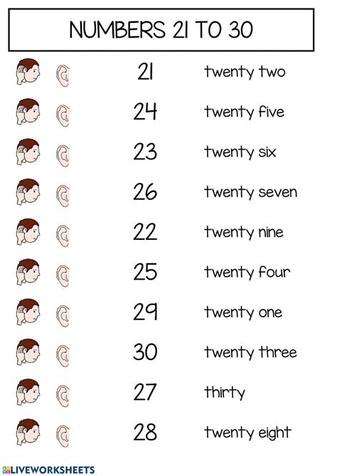 Actividad De Numbers 20 To 30 Writing Numbers Number Words