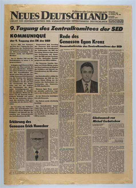 Zeitung Rede Des Genossen Egon Krenz Neues Deutschland Ddr Museum Berlin