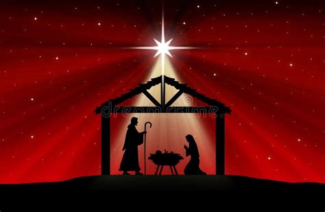 Christmas Nativity Scene Starry Sky Stock Illustrations 320 Christmas