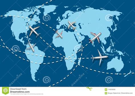 Business Trip Banner With Airplane And World Map