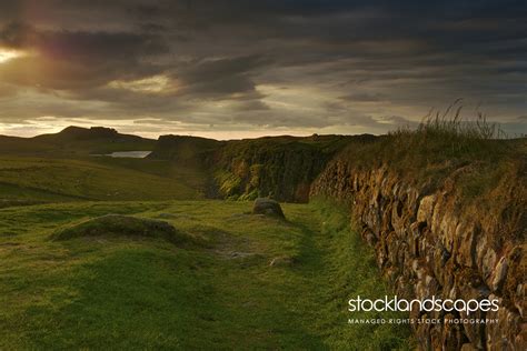 Hadrians Wall Steel Rigg Northumberland England Sunrise