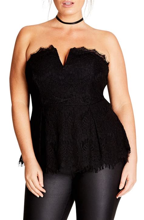 City Chic Deep V Strapless Lace Corset Top Plus Size Nordstrom