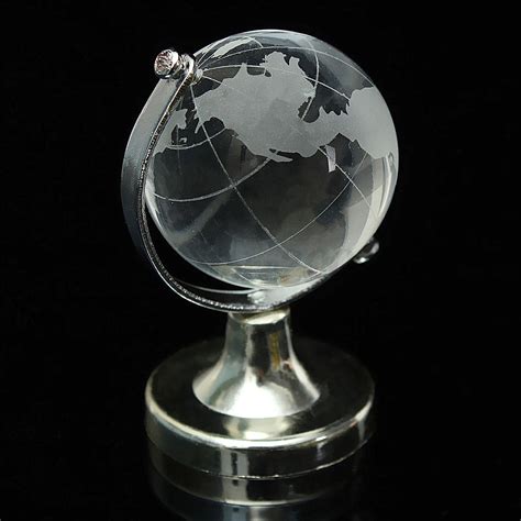 Round Earth Globe World Map Crystal Glass Clear Paperweight Stand Desk Decor Ebay