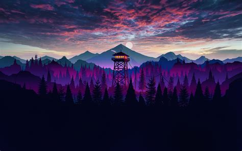 1920x1200 Firewatch Landscape Purple Sky 1080p Resolution Hd 4k