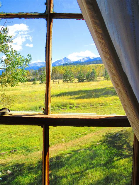 Pretty Mountain Views Through The Old Lodge Window Outdoor