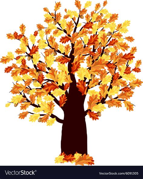 Autumn Oak Tree Royalty Free Vector Image Vectorstock