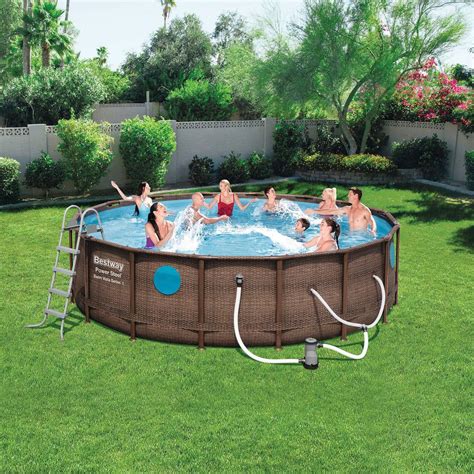 Round 14 Ft Above Ground Pools Pools The Home Depot