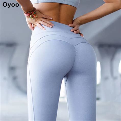 oyoo solid booty up sports legging women s compression thigts m line butt lift workout leggings