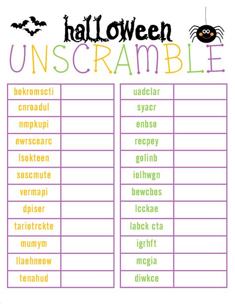 Printable Halloween Word Scramble Printable Word Searches