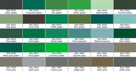 Ral Colour Chart Green B Xv