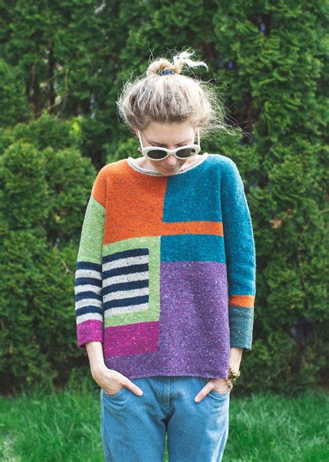 Colorblock Sweater Women Sweater Wool Sweater Patchwork Etsy In
