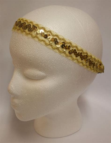 Adjustable Gold Sequins Headband Sequin Headbands Gold Sequins Gold