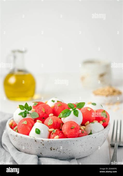 Watermelon And Mozzarella Salad Stock Photo Alamy