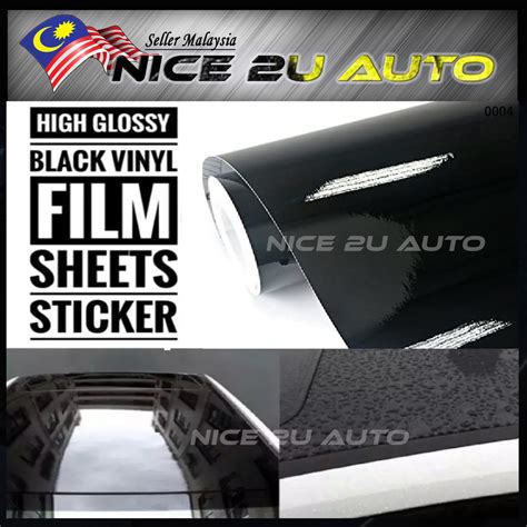 Glossy Black Car Sticker 30x152cm Glossy Black Vinyl Wrap Film Car