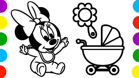 Colorea A Minnie Mouse 🐭🎀 Y Sus Complementos De BebÉ 🍼 Dibujos Para