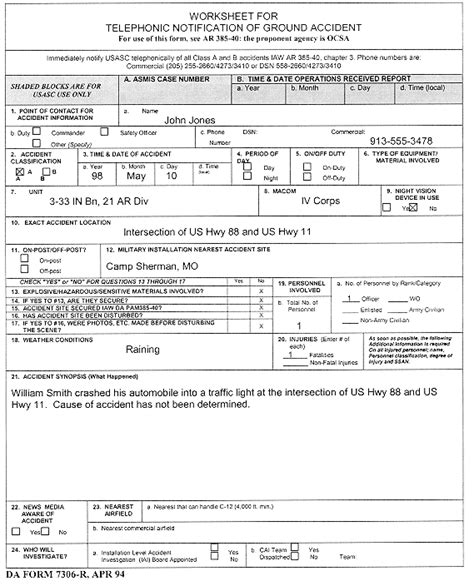 Accident Reportserious Incident Report Sir Army Education Benefits