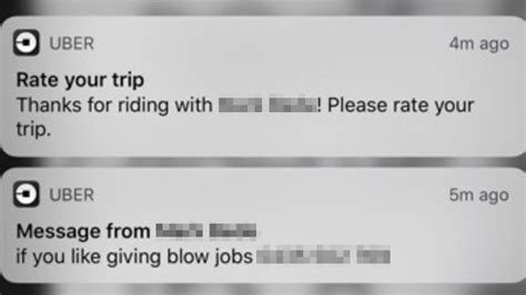 uber driver sends ‘creepy text to passenger asking for blow job the advertiser