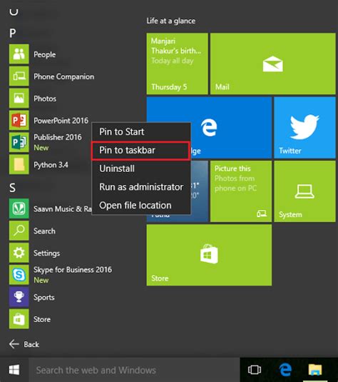 Pin Powerpoint To The Start Menu And Taskbar In Windows 10