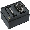 Bulova - Bulova Men's Black Crystal Watch Gift Set with ID Bracelet ...