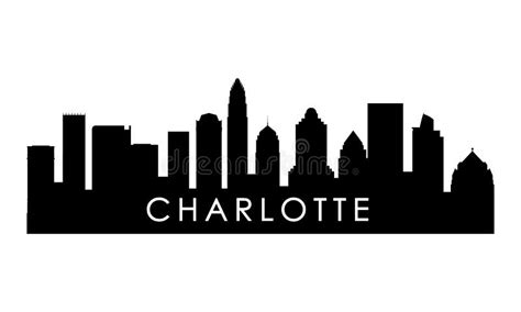 Charlotte Skyline Monochrome Silhouette Stock Vector Illustration