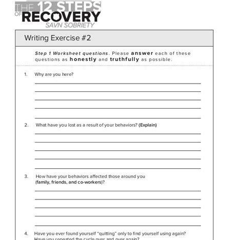 Aa Step One Worksheet