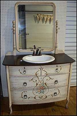 While it might not look rustic by itself, it will take on a life of its own when it's sitting against all the. Photo of Front View - Antique Bathroom Vanity: Hand ...