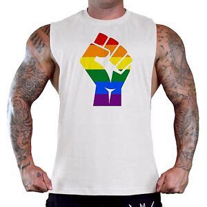 Men S Rainbow Gay Rights Fist Workout T Shirt Tank Top LGBT Gym Gay