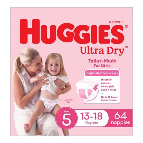 Buy Huggies Ultra Dry Nappies Girl Size 5 Jumbo 64 Pack Online At