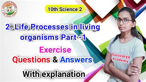 Life Processes In Living Organisms Part 1 Exercise 10th Class Science