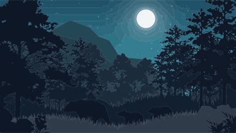 Digital Night Forest Illustration Public Domain Vectors