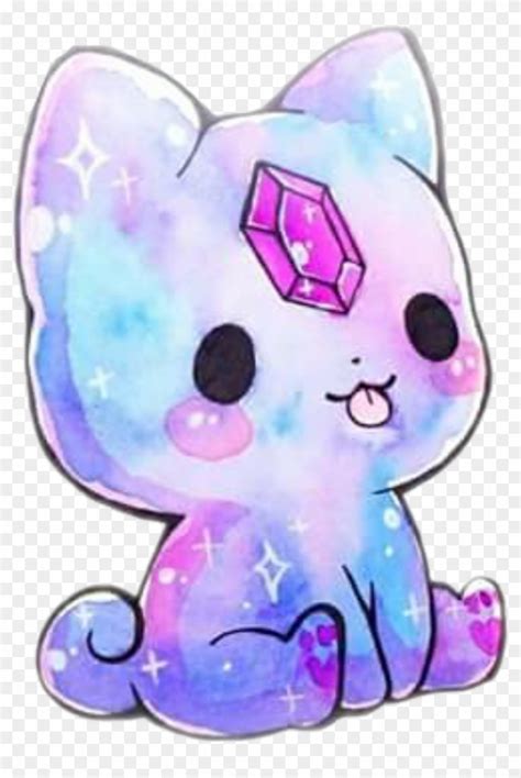 Colorful Kitty Catstickers Kawaii Galaxy Sweet Kawaii Galaxy Cute Drawings Hd Png