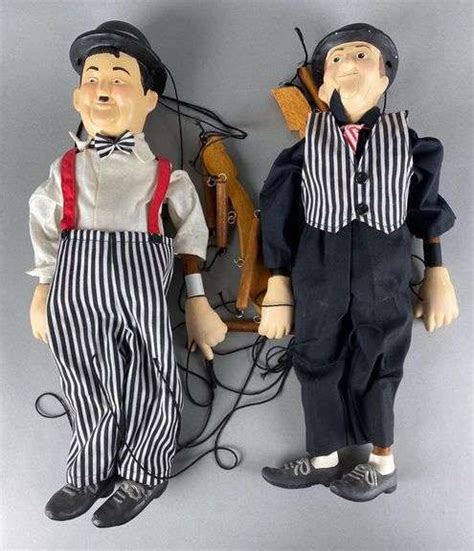 Group Of 2 Laurel And Hardy Woodcomposite Marionette Puppets Matthew