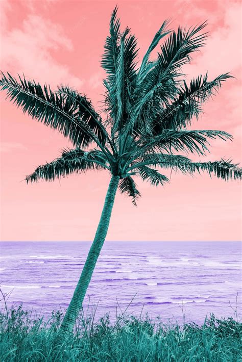 Download Palm Trees Beach Retro Landscape Vaporwave Wallpaper
