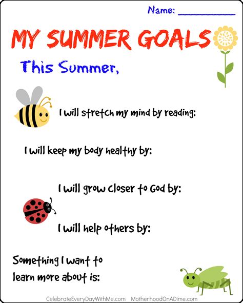 Enrich your english vocabulary with new words. Setting Summer Goals With Your Kids - Celebrate Every Day ...