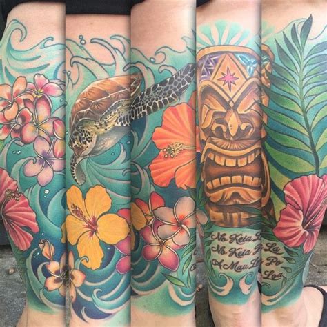 Tattoo shop in san diego. Leg half sleeve by Chad Whitson-Bearcat Tattoo Gallery-Little Italy-San Diego, CA | Tiki tattoo ...