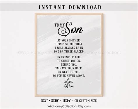 To My Son Printable Poem Mother To Son T Printable Wall Etsy