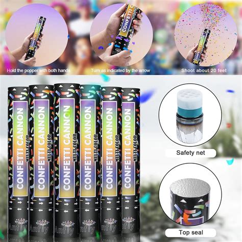 Buy Confetti Cannon Party Confetti Poppers 6 Pack Anfly Multicolor