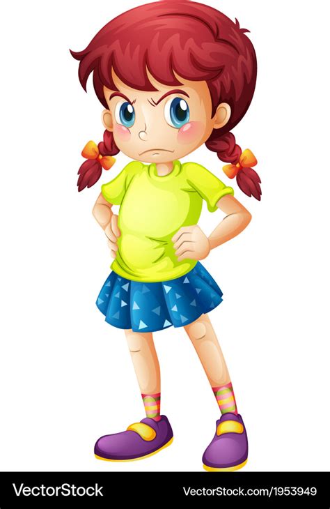 An Angry Young Girl Royalty Free Vector Image Vectorstock