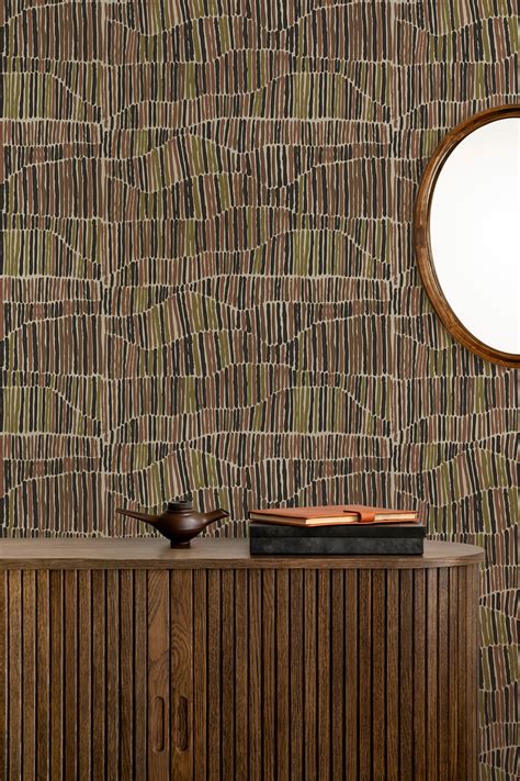 Jamaican Waves Olive Cocoa Wallpaper By Forbes Masters Mitchell Black