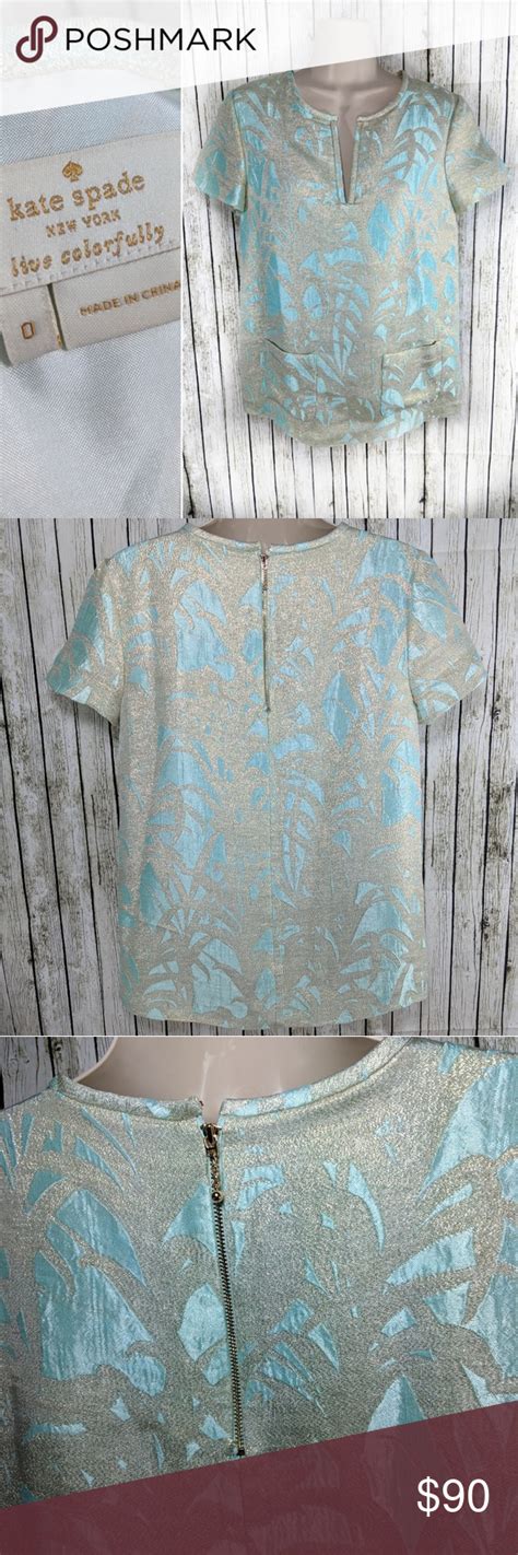 Kate Spade Emmaline Top S Excellent Condition Gold And Aqua Green