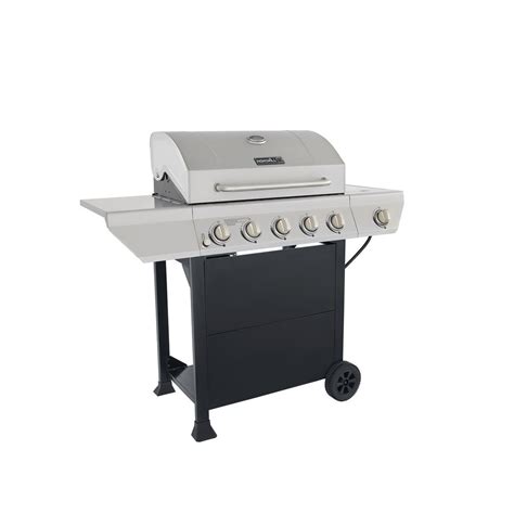 Cooking area and a 165 sq. 5-Burner Propane Gas Grill Stainless Steel Side Burner ...