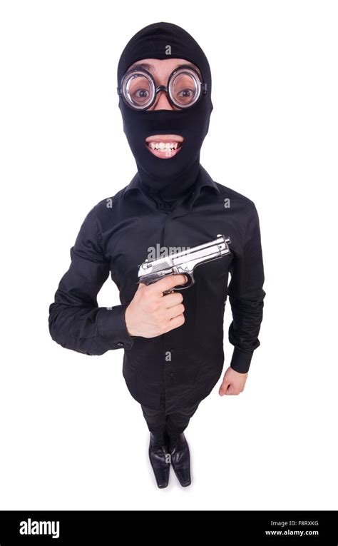 Funny Gangster Isolated On The White Stock Photo Alamy