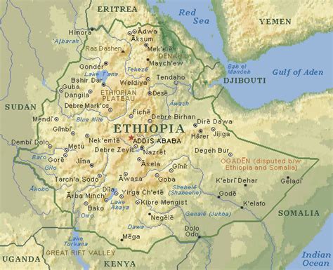 Ethiopia Map And Ethiopia Satellite Images