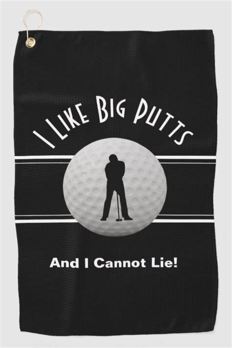 I Like Big Putts Golf Humor Funny Black Modern Golf Towel Zazzle