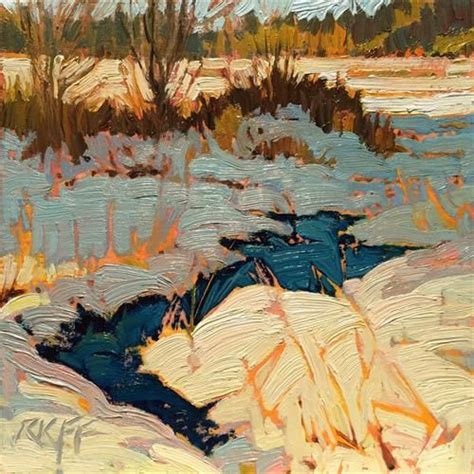 Daily Paintworks Snow Thaw 6x6 Oil On Panel Original Fine Art