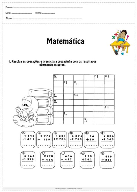 Atividade De Matemática 4°ano Resolva Ler E Aprender