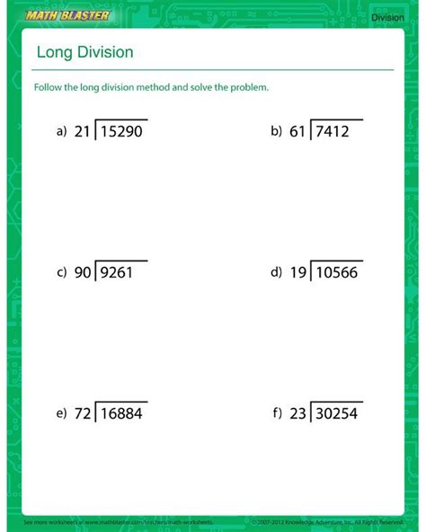 6th Grade Long Division Worksheets