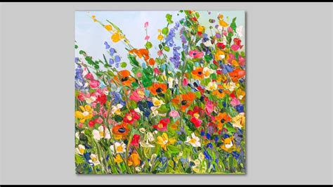 Abstract Acrylic Wildflower Palette Knife Painting Youtube